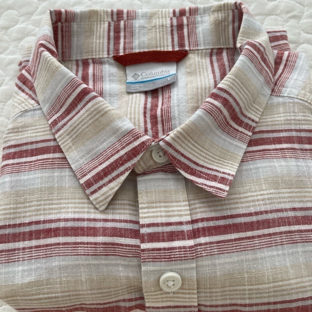 Columbia men short sleeves striped shirt size L